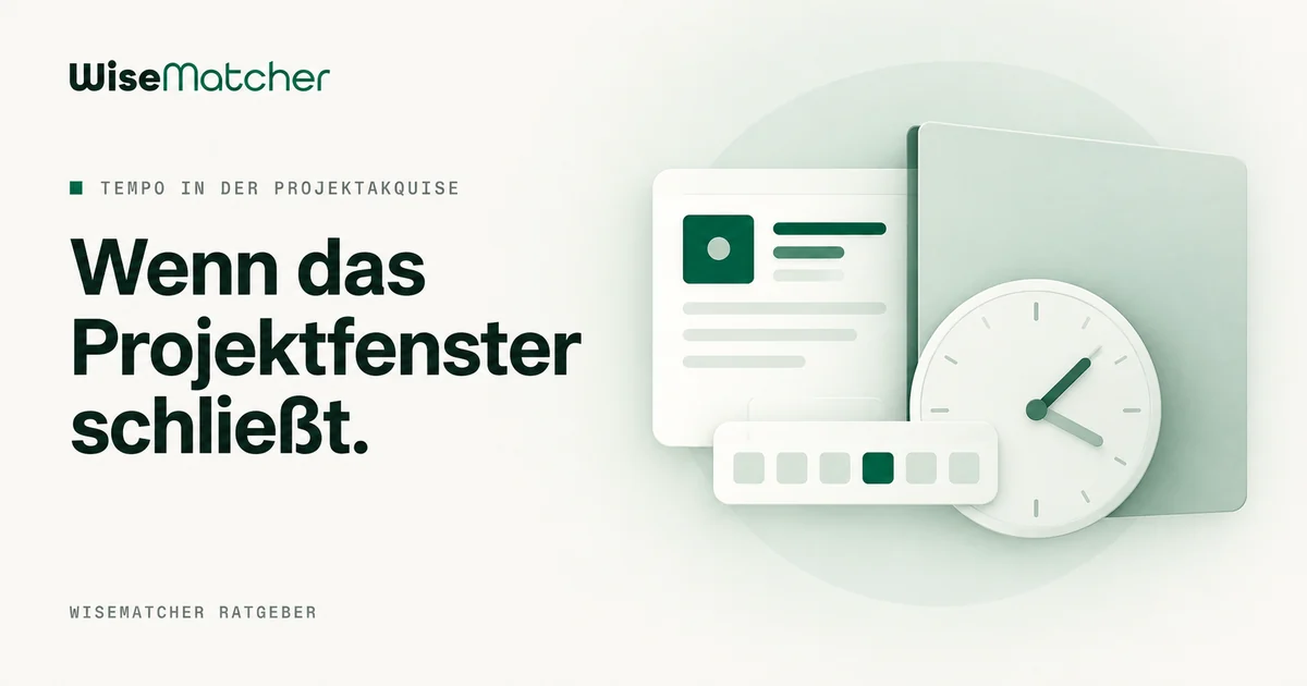 Eine Projektanzeige und eine Uhr verdeutlichen das begrenzte Zeitfenster für eine Vorstellung.